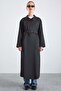 High Collar Oversize Water Repellent Trench Coat Black 6874 - 5