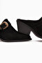 Sanida Genuine Leather Black Closed-Front Heeled Women's Slippers - 5