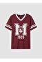 Xside Burgundy Printed Oversize Women's T-Shirt - 6