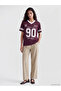 Burgundy Cotton Oversize Women's T-Shirt - 2