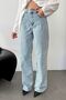 Women's High Waist Wide Leg Jeans Ice Blue - P118 - 2