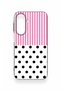 Samsung A27 Compatible Pink Striped Polka Dot Patterned Silicone Case - 2