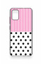 Samsung A51 Compatible Pink Striped Polka Dot Patterned Silicone Case - 2