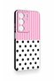 Realme C75 Compatible Pink Striped Polka Dot Patterned Silicone Case - 4