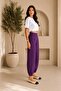 Purple Crepe Fabric Shalwar Model Pants with Elastic Waist - 2