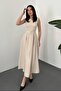 Women's Mustard Halter Neck Flared Dress - 2