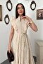 Women's Brown Ruffled Buttoned Dress - 2