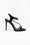 Women's High Thin Heel Stone Evening Dress Shoes in Black Color - 4
