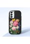 Samsung Galaxy A25 Compatible Case Camera Protector Black Silicone Couple Phone Case with Floral Pattern