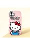 iPhone 16 Plus Compatible Case with Camera Protector Pink Silicone Couple Phone Case with Kitty Pattern