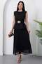 Crew Neck Pleated Crepe Dress Grs4005 - 3