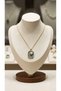 Women's Gold Color Turquoise Enamel Pearl Rose Motif Square Plate Necklace - 2