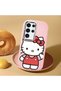 Samsung Galaxy S24 Ultra Compatible Case with Camera Protector Pink Silicone Couple Phone Case with Kitty Pattern - 2