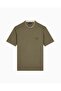 Men's Regular Fit Round Neck Logo Embossed Short Sleeve Khaki T-Shirt - 7