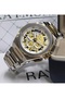 Men's Gray Gold Steel Cord Skeleton Dial Wristwatch - 5