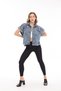 Women's Designer Denim Vest with Colorful Stone and Bead Detailing, Blue Oversize Fit Denim Coat - 7