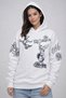 Women's 3 Thread Cotton Hooded Printed Sweatshirt Hoodie - White - 3