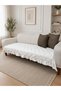 100X230 Ruffled Bohemian Sofa Cover Chenille Cotton Woven Non-Slip Sofa Shawl - 2