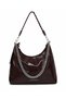 Brown Women's Shoulder Bag with Chain Detail - 5