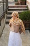 Petra Folk Pattern Shawl - Mink Yellow