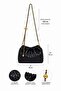 Botea Black Knitted Patterned Premium Vegan Leather Shoulder Bag - 2
