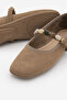 Women's Stoned Blunt Toe Banded Ballerinas Belris Camel Suede - 3