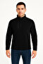 Men's Fleece Sweatshirt – Stand Collar, Half Zipper, Zippered Chest Pocket, Black Trim, Winter Comfortable Reg