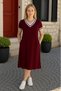 Women's short sleeve v-neck ribbed detail midi viscose dress - 6