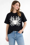 Spider Print T-Shirt Short Sleeve Crew Neck T-Shirt - Black - 2