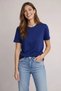 Women's Navy Blue Crew Neck Short Sleeve Cotton Comfortable Fit Basic Plain Combed Cotton T-Shirt - 3