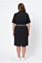 Women's Black Shirt Dress with Belt, Comfortable Fit - 2