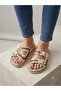Women's Straw Textured Stone Embroidered Slippers - 3