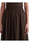 Özmarka New Season Brown Flared Skirt with Elastic Waist, 100% Cotton - 4