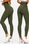 Khaki High Waist Gathering Diving Fabric No Show Side Seamless Women's Premium Scuba Daily Sports Leggings - 2