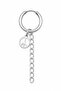 Unisex Silver Color Surgical Steel Dangle Peace Symbol and Chain Figured Hoop Earring 1 Piece - 2