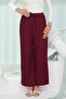 Burgundy Elastic Waist Pocketed Muslin Trousers