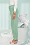 Mint Green Elastic Waist Pocketed Muslin Trousers - 3