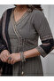 Black Geometric Printed Angrakha Anarkali Kurta Set - ALV2213 | Black-Size:XL-42-Inches - 4