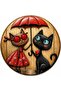Cats in Love Rain Themed Mdf Coaster 9X9 cm |   Uv Printing |   Non-Fading Decorative Coffee and Tea Coaster - 4