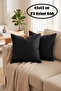 2 Pieces 100% Cotton Black Throw Pillow Covers Plain Decorative Throw Pillow Covers with Hidden Zipper 45X45 cm - 3