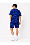 Men's Oversize Fit Pubg Bape X Shark Embroidered Pocket Shorts Set - Blue - 2