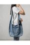 Trendy Saddle Bag with Shoulder Strap and Glasses Detail, Jean Denim and Crossbody Bag (Height 33 cm Width 42 cm)