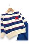 Boy's Striped Dc Embroidered Seasonal 2-Strand Tracksuit Set for Ages 2-3-4-5-6 - 4