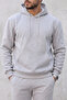 Men's Three-Thread Ribbed Sweatshirt Set - Hooded Sweatshirt with Kangaroo Pocket and Sweatpants with Elastic Cuffs - 3