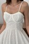 Women's White Strappy Scallop Mini Dress with Heart Collar and Flared Skirt Embroidered - 4