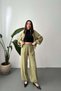 Women's Olive Zippered Stand Collar Pocket Detailed Wide Leg Modal Jacket and Trousers Set