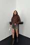 Women's Brown Stand Collar Short Suede-Look Jacket with Snap Pocket Detail - 3