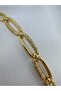 Oval Form Stone Detailed Chain Bracelet - 4
