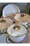 7 Piece White Granite Cookware Set Gold Handle Non-Stick Coating Dowery Set Modern Design - 3