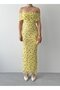 Women's Sari Strapless Neckline Floral Patterned Lace Long Slim Fit Dress - 2